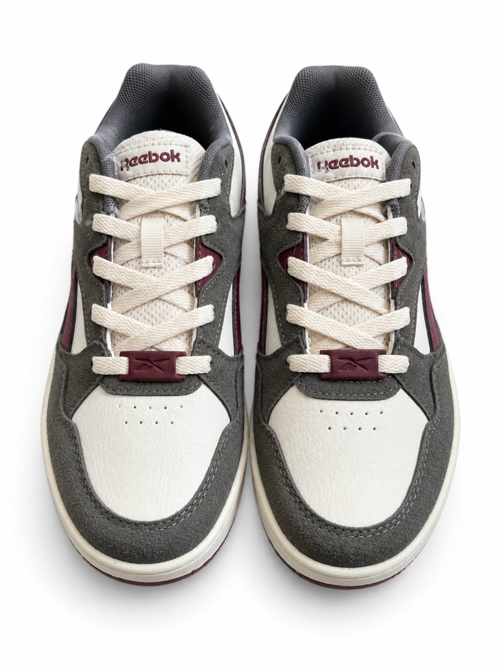 Reebok Kids White, Gray & Maroon Low-Top Sneakers